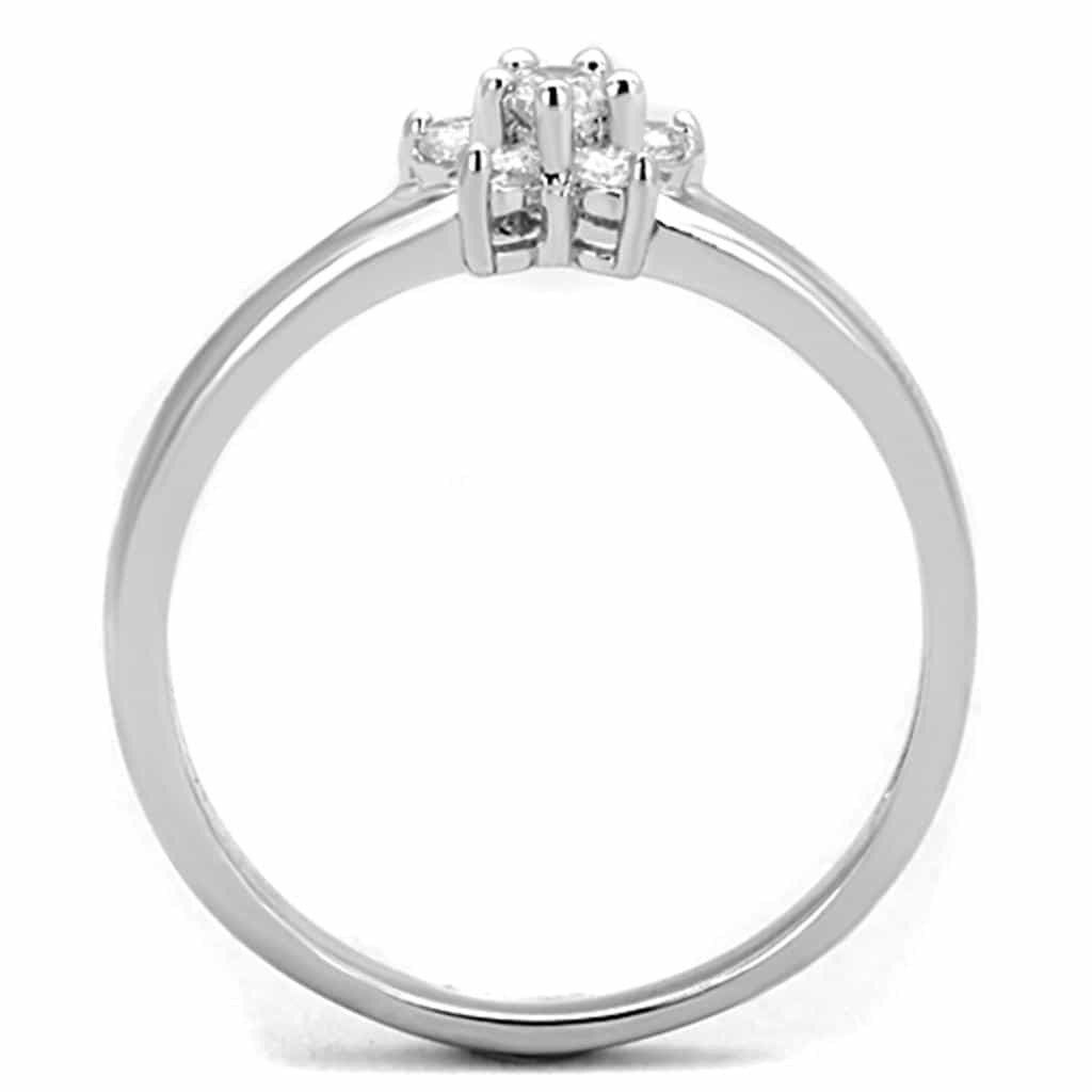 Brass CZ Round Cluster Flower Solitaire Band Ring view 5
