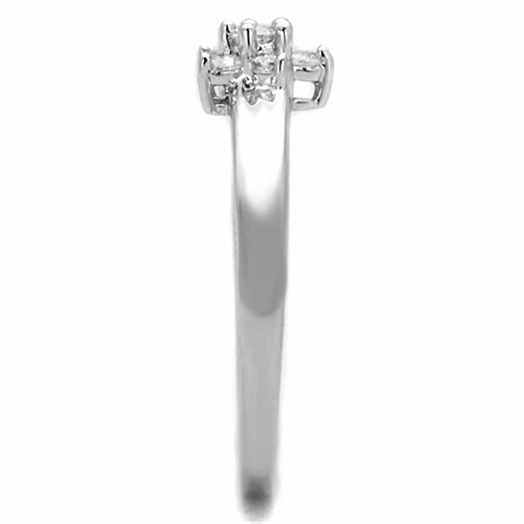 Brass CZ Round Cluster Flower Solitaire Band Ring view 7