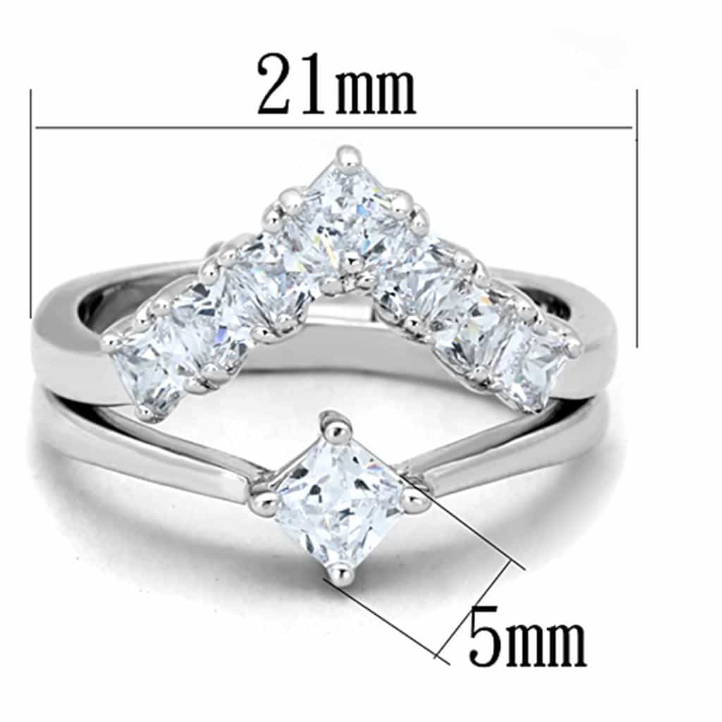 Brass CZ Princess Baguette V-Shape Set Ring view 3