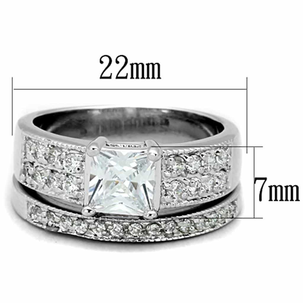 Brass CZ Princess Pave Channel Bridal Set Ring view 3