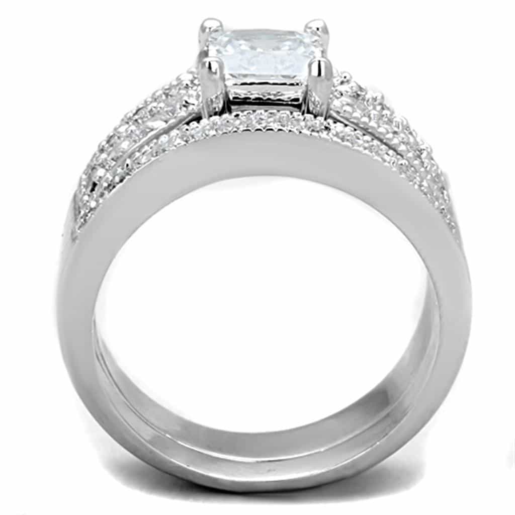 Brass CZ Princess Pave Channel Bridal Set Ring view 5