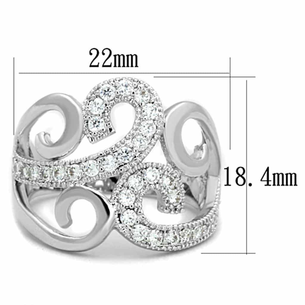 Brass CZ Pave Scroll Filigree Wide Dome Ring view 3