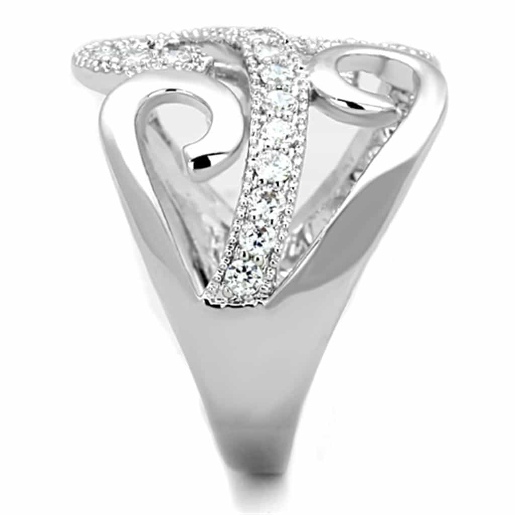 Brass CZ Pave Scroll Filigree Wide Dome Ring view 9