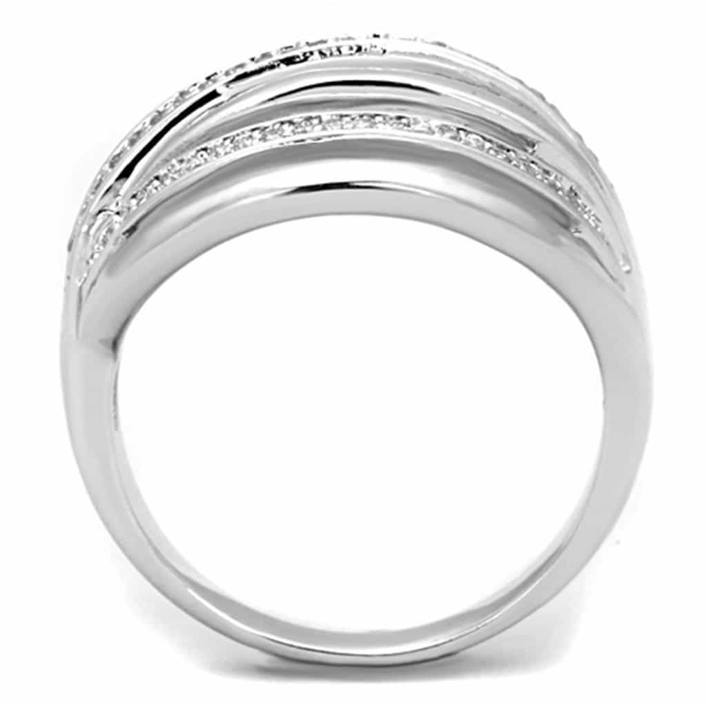 Brass CZ Pave Multi-Band Stack Wide Ring view 5