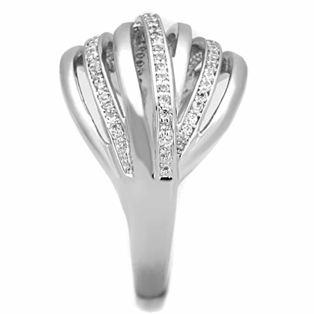 Brass CZ Pave Multi-Band Stack Wide Ring view 7