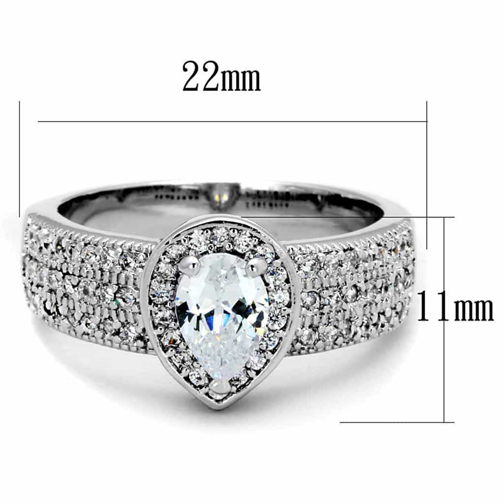 Brass CZ Pear Bezel Halo Pave Wide Band Ring view 3