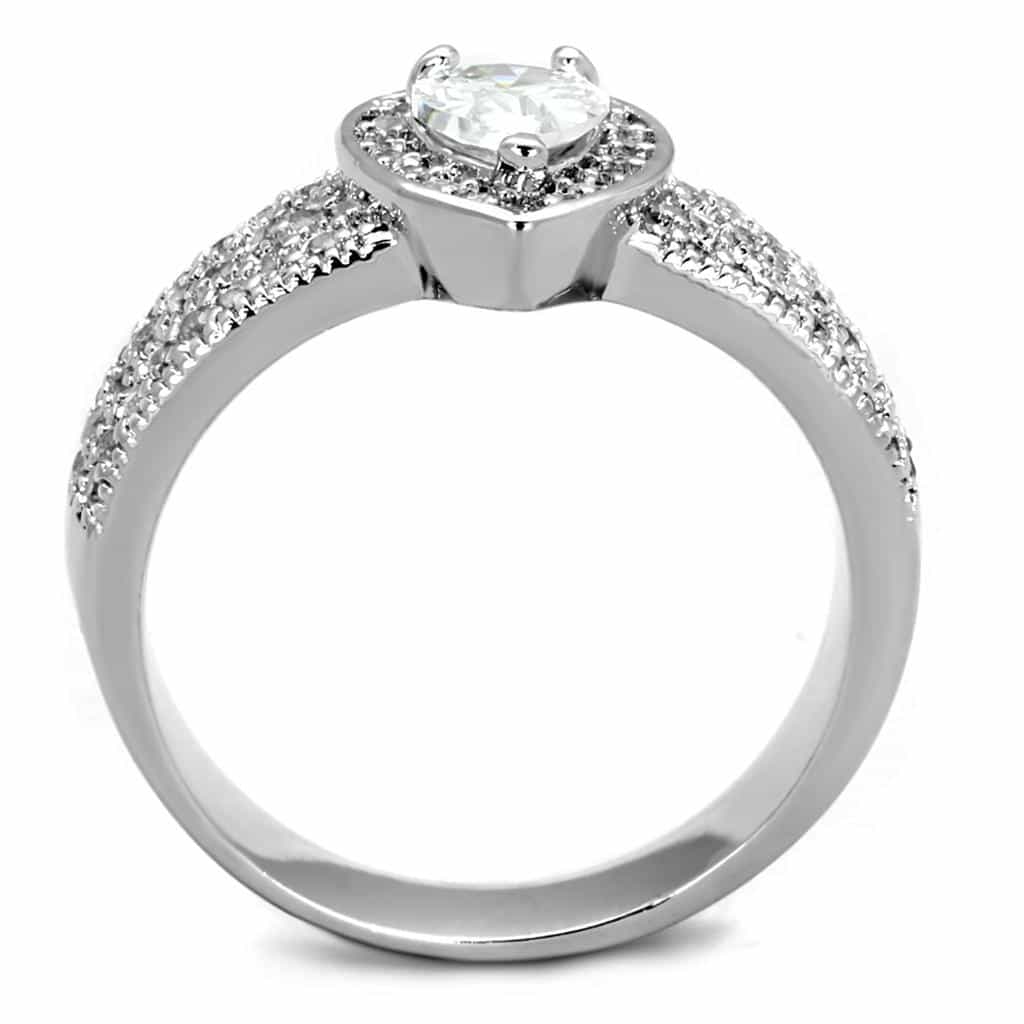 Brass CZ Pear Bezel Halo Pave Wide Band Ring view 5