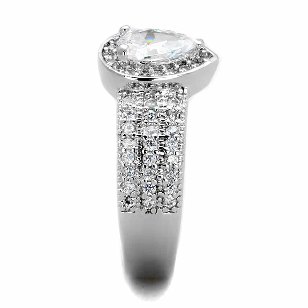 Brass CZ Pear Bezel Halo Pave Wide Band Ring view 7