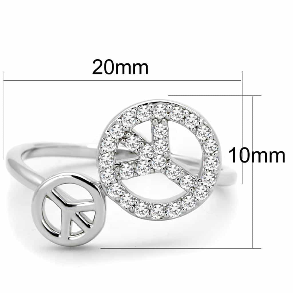 Brass CZ Pave Peace Sign Ring view 3