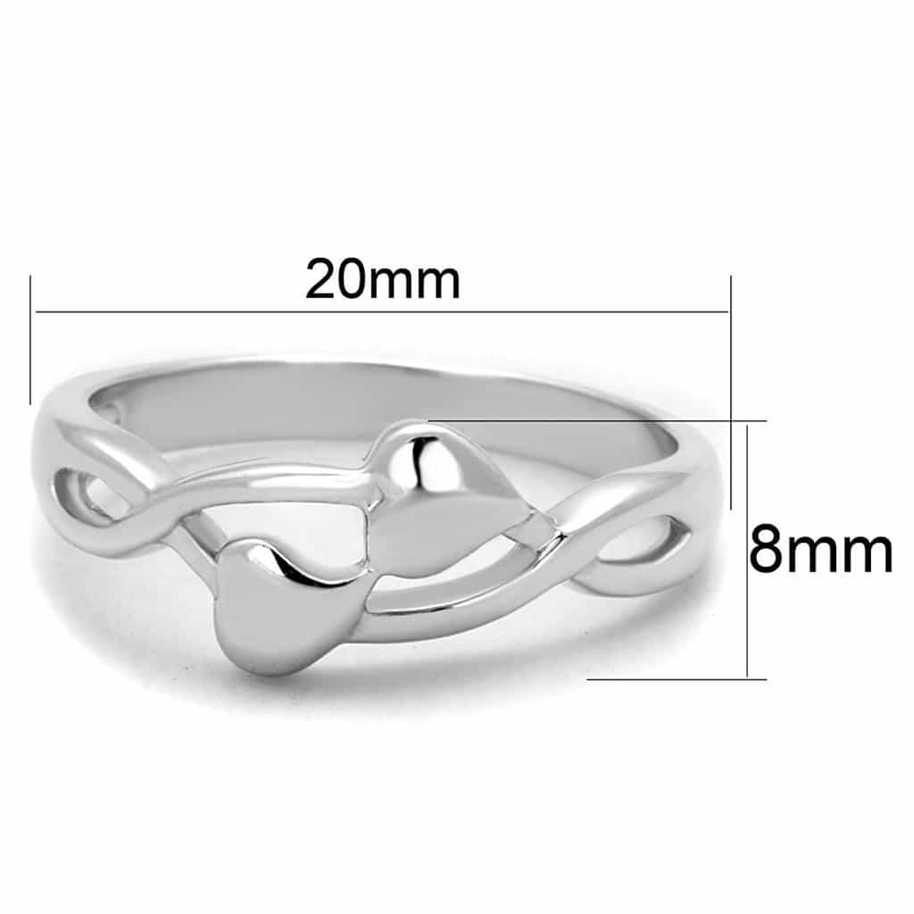 Brass Polished Double Heart Open Bypass Ring view 3