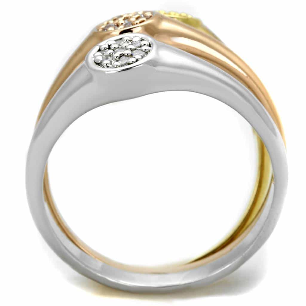 Brass Gold Silver CZ Pave Disc Stack Set Ring view 5
