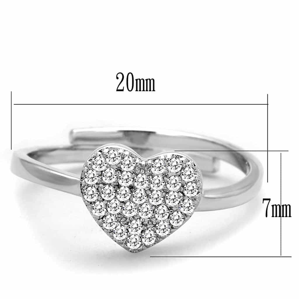 Brass CZ Pave Flat Heart Ring view 3