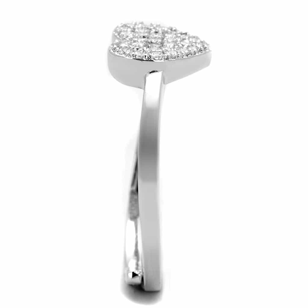Brass CZ Pave Flat Heart Ring view 7