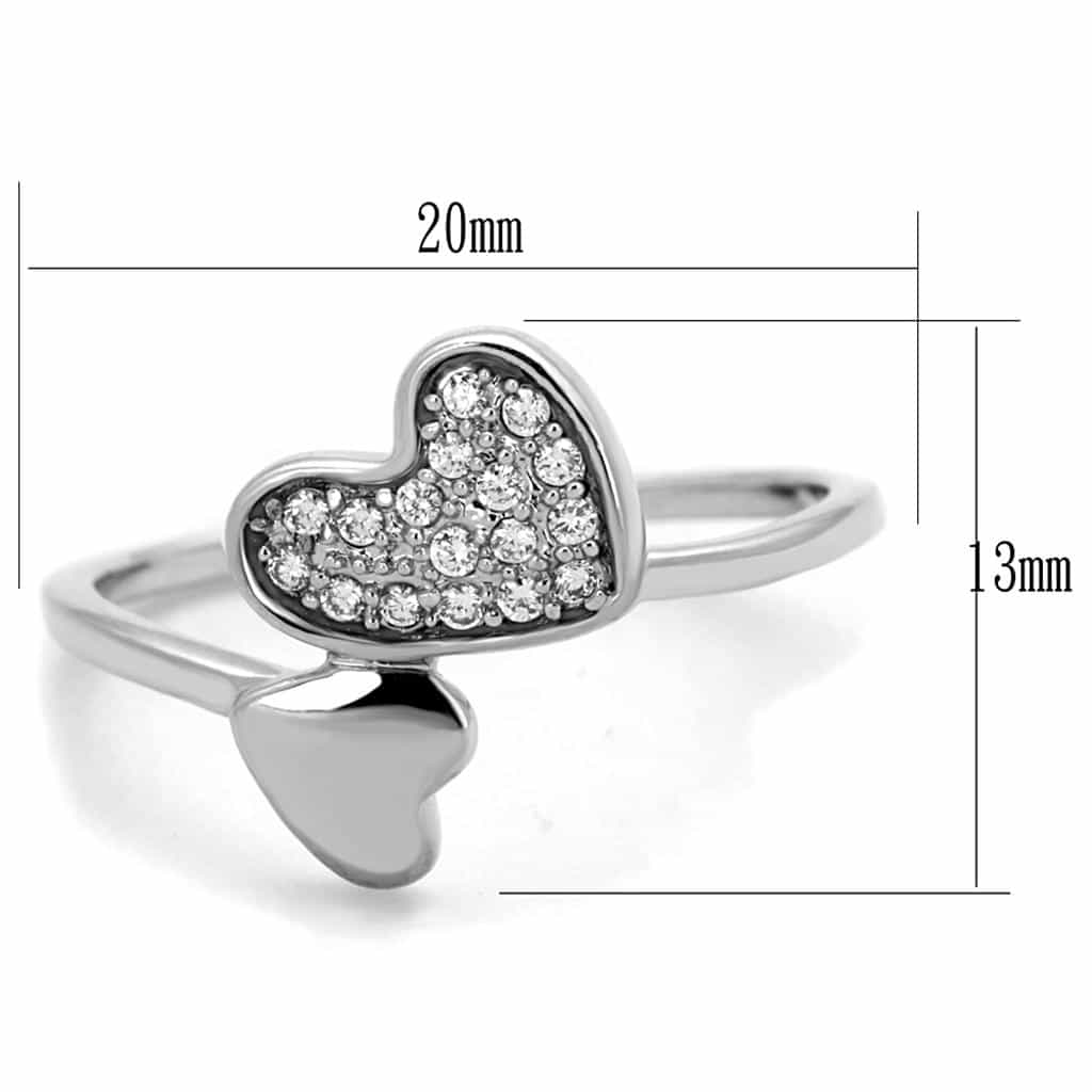 Brass CZ Pave Heart Flat Cocktail Ring view 3