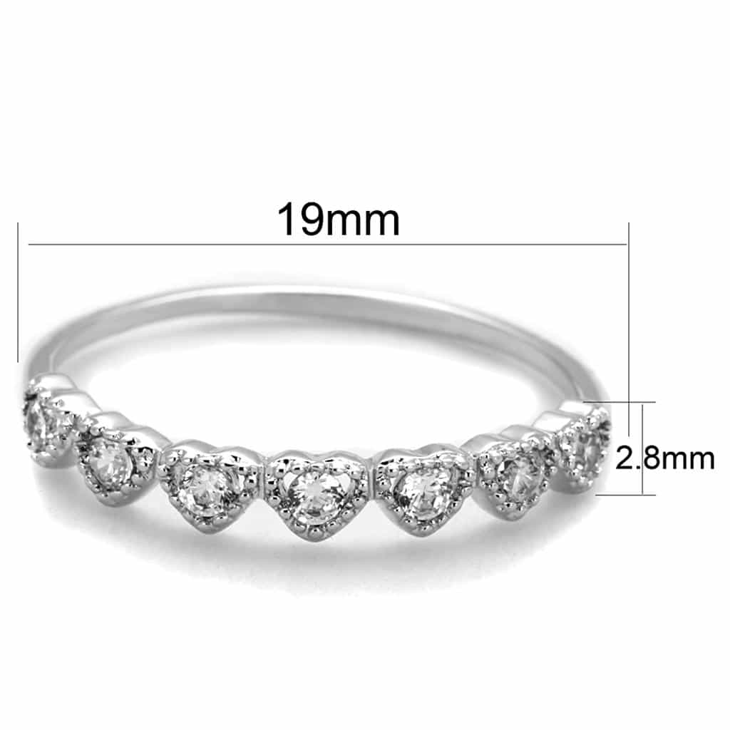 Brass CZ Round Wave Chevron Band Ring view 3