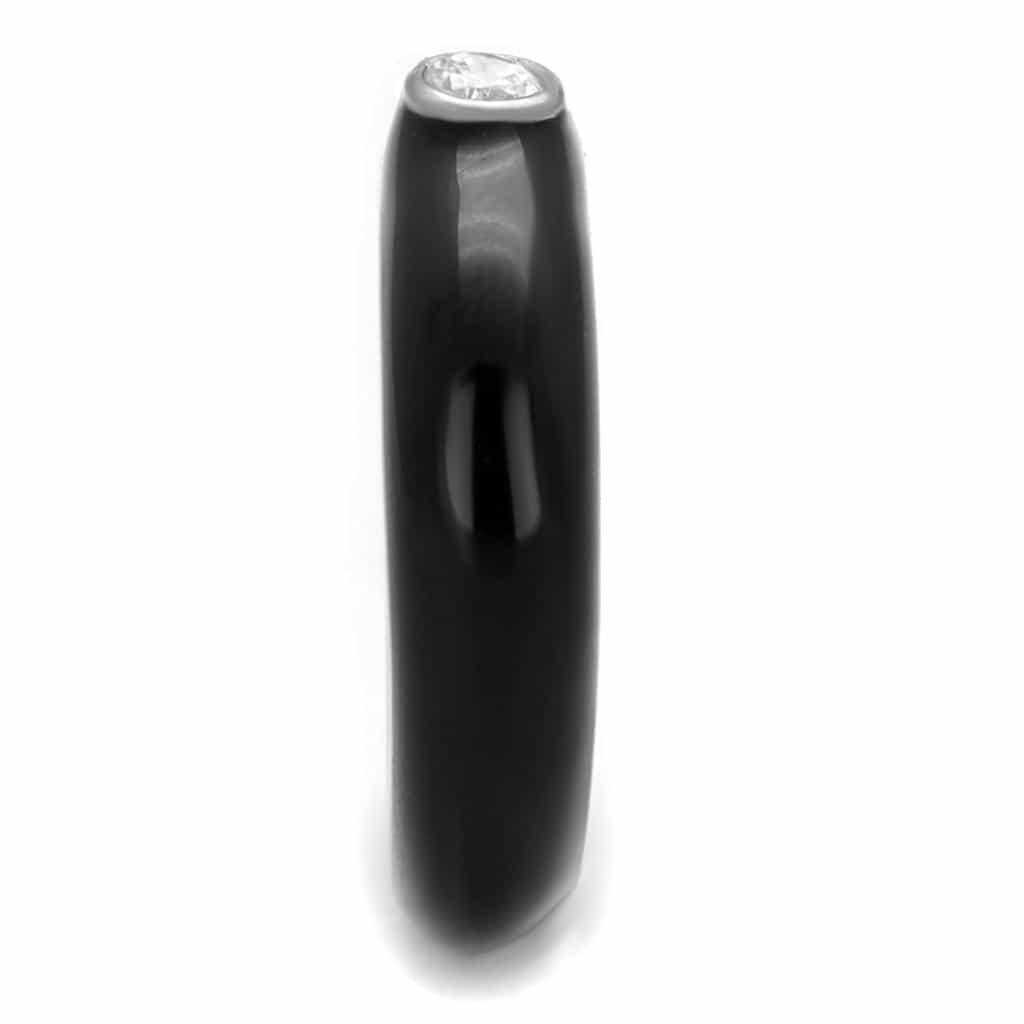 Brass Black Enamel CZ Bezel Dome Band Ring view 7