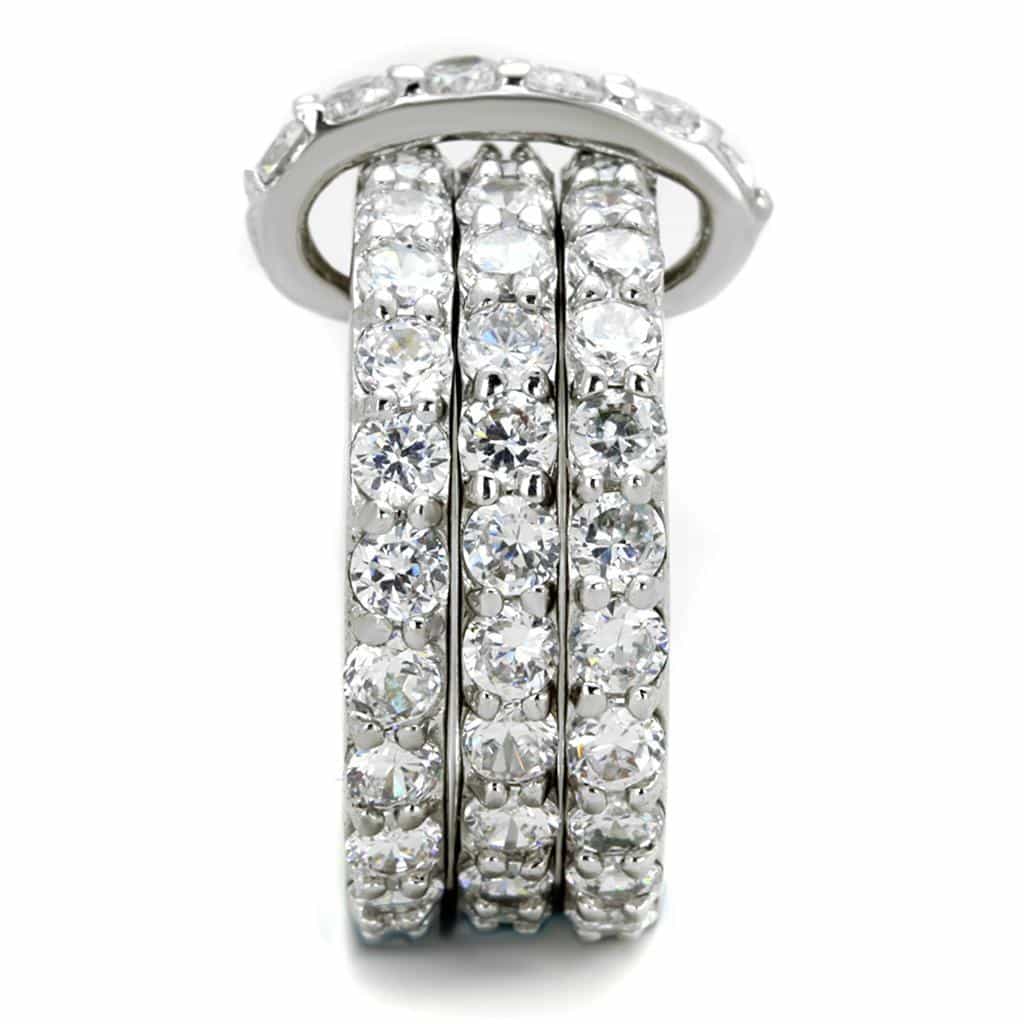 Brass CZ Round Pave Multi-Row Eternity Cocktail Ring view 7