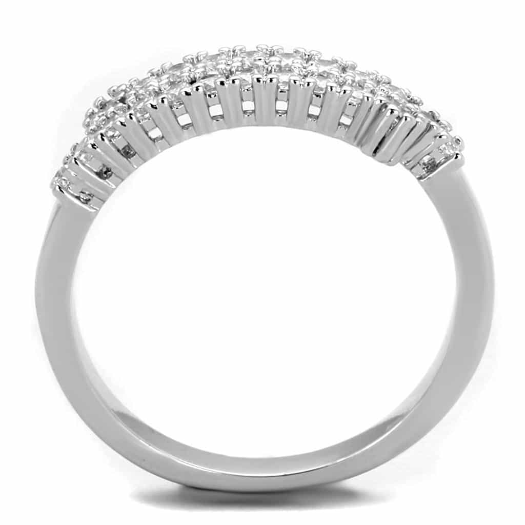 Brass CZ Pave Triple Row Dome Band Ring view 5