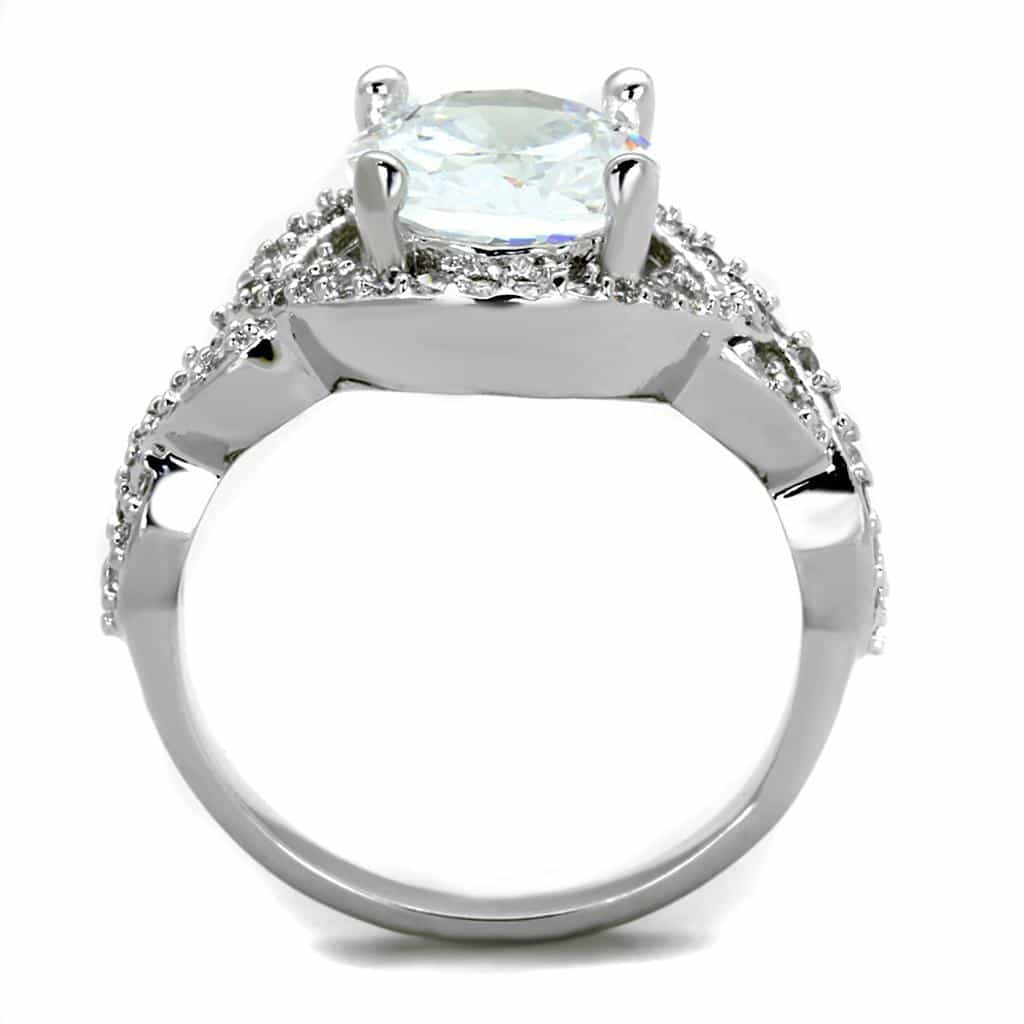 Brass CZ Oval Double Halo Pave Shank Ring view 5