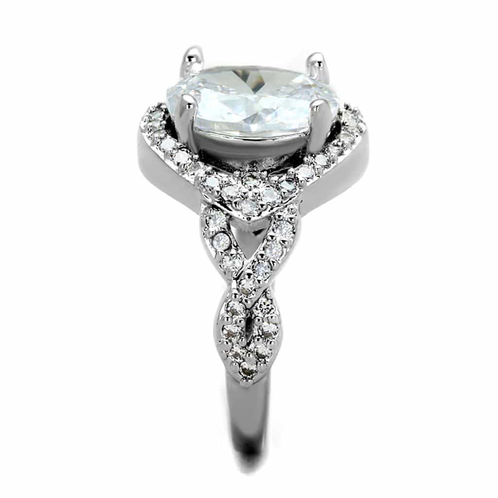 Brass CZ Oval Double Halo Pave Shank Ring view 7