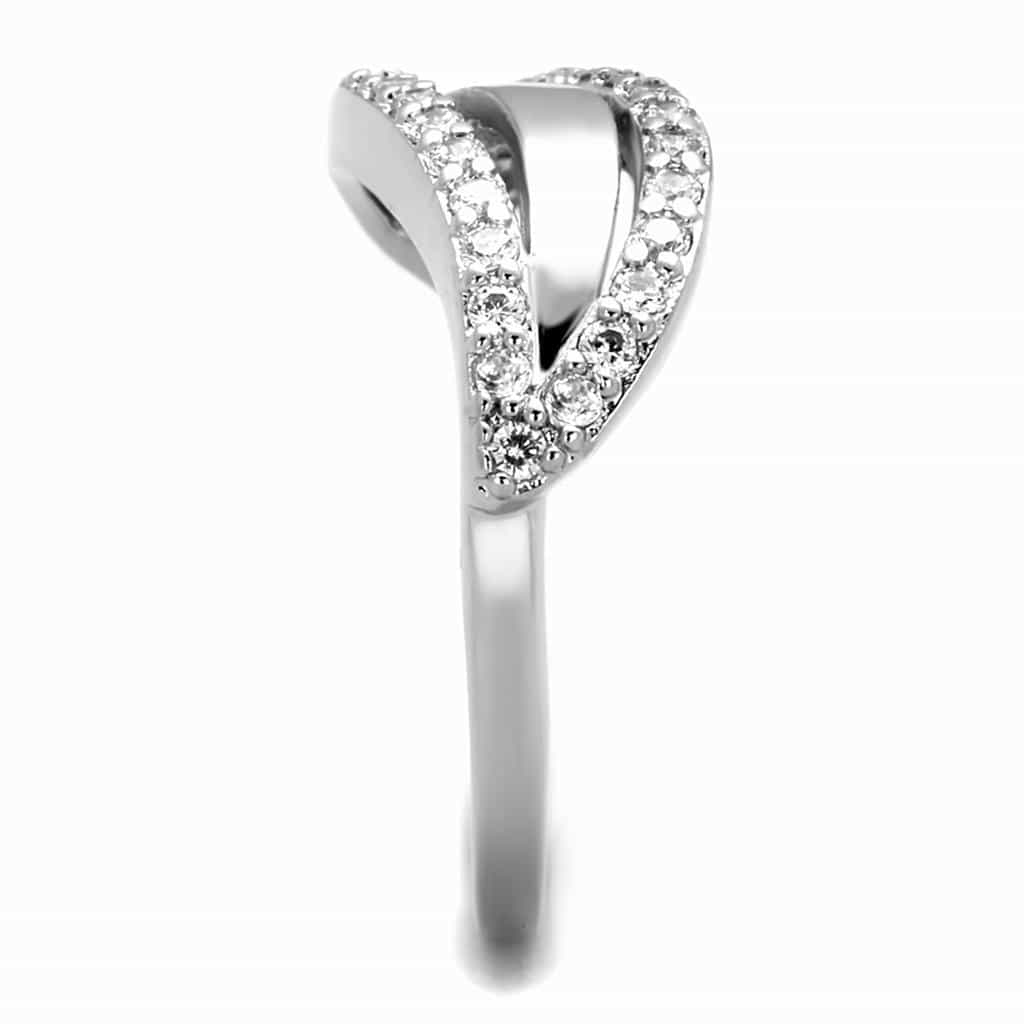 Brass CZ Pave Double Wave S-Curve Ring view 7