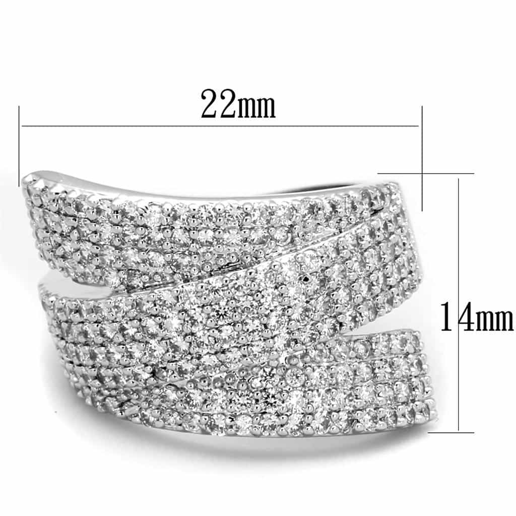 Brass CZ Pave Concave Wide Dome Band Ring view 3