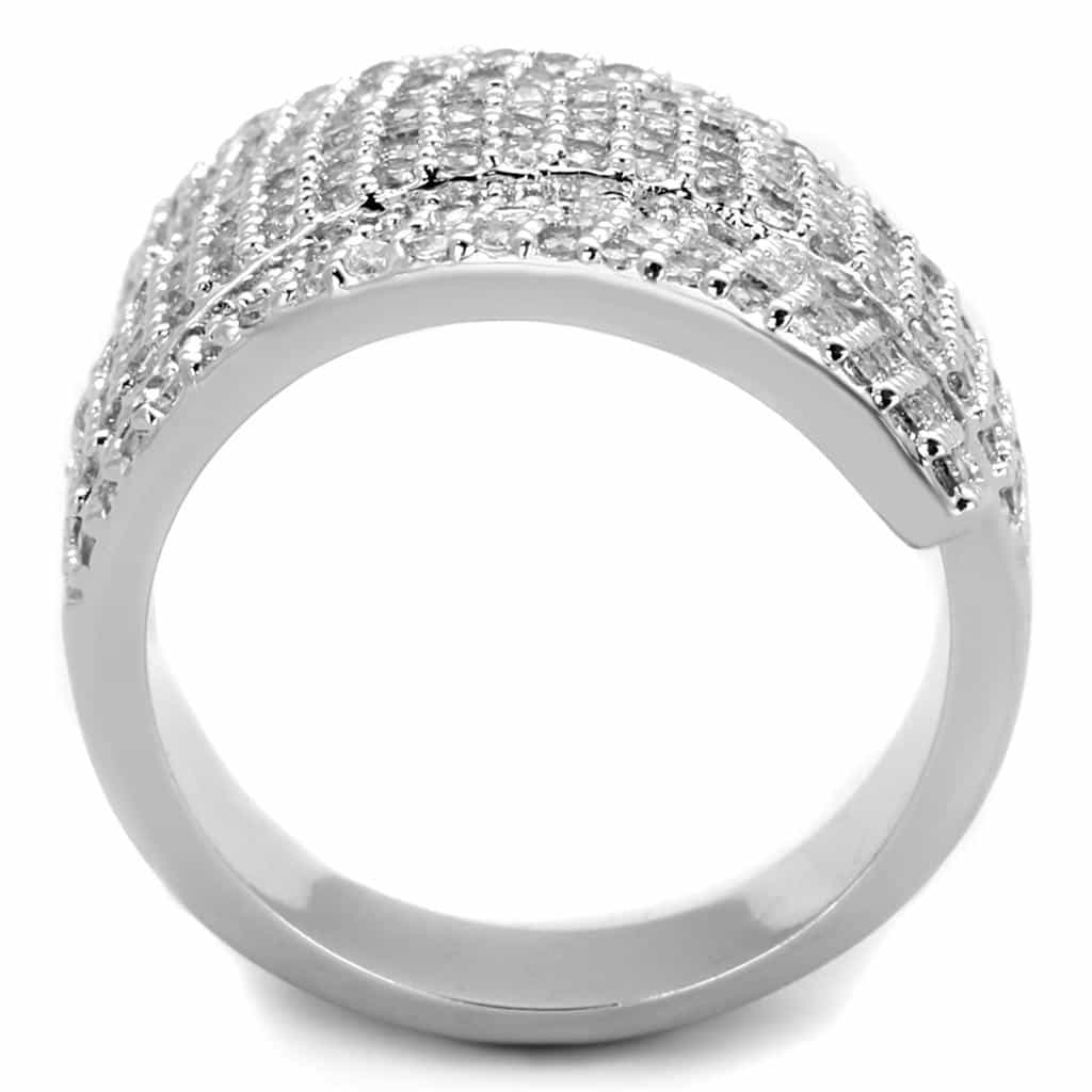 Brass CZ Pave Concave Wide Dome Band Ring view 5