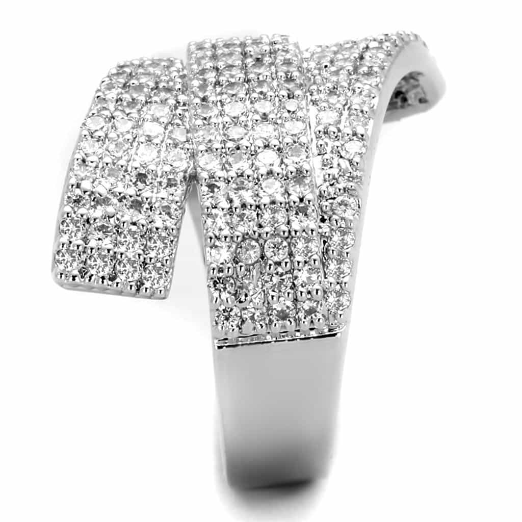 Brass CZ Pave Concave Wide Dome Band Ring view 7