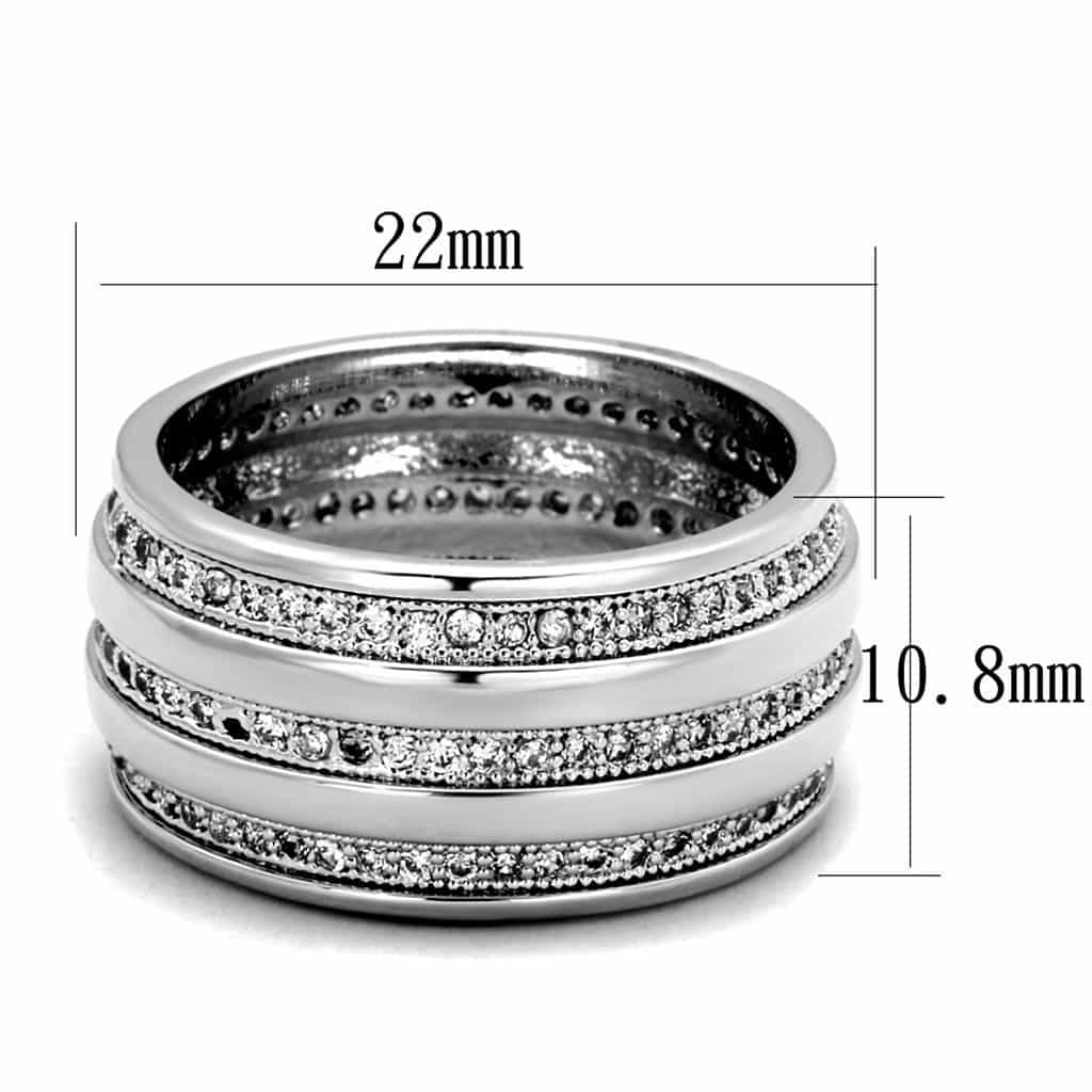 Brass CZ Pave Milgrain Triple Stack Eternity Ring view 3