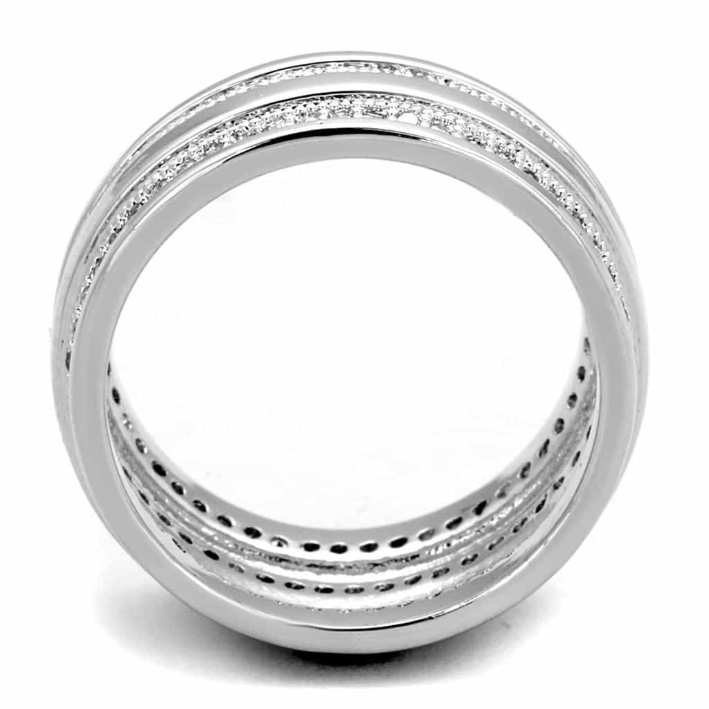 Brass CZ Pave Milgrain Triple Stack Eternity Ring view 5