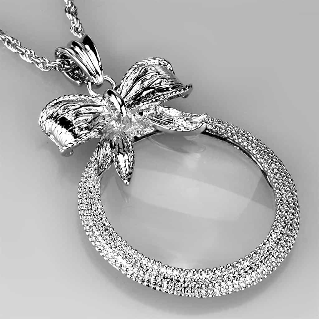 Brass Bow Ribbon Magnifier Pendant view 5