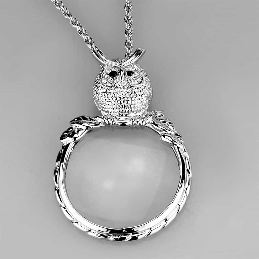 Brass Owl Magnifying B Magnifier pendant view 5