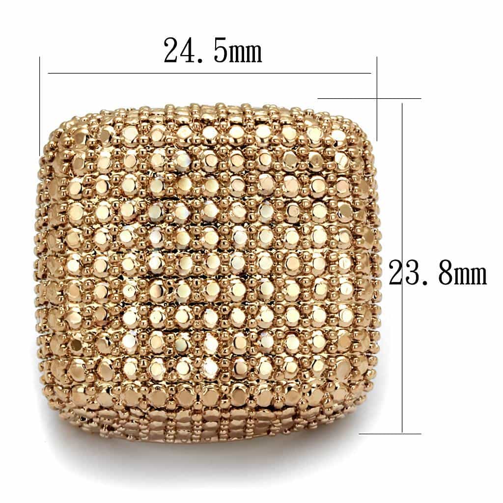 Brass Rose Gold Micro Pave Dome Wide Band Ring view 3