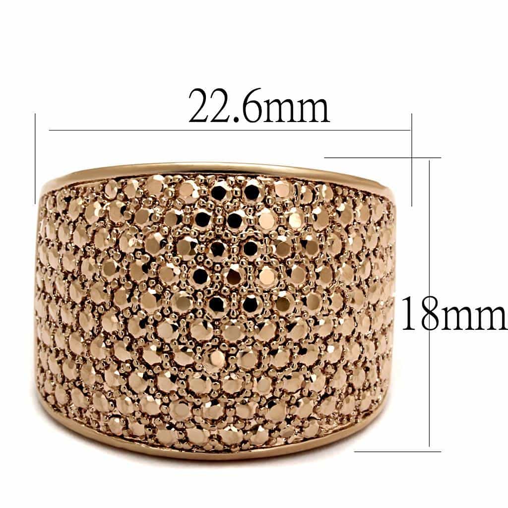 Brass Rose Gold Micro Pave Dome Wide Band Large Ring view 3
