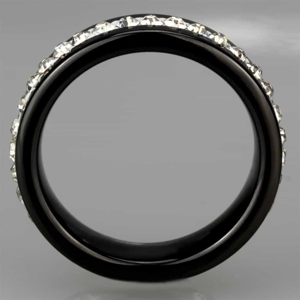 Stainless Steel Black Ceramic CZ Row Ring view 5