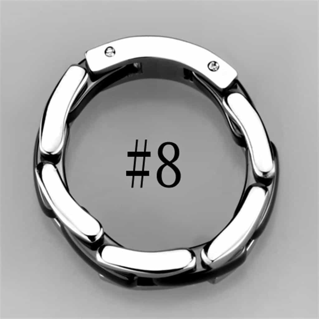 Stainless Steel Black Ceramic Polished Link Ring view 5