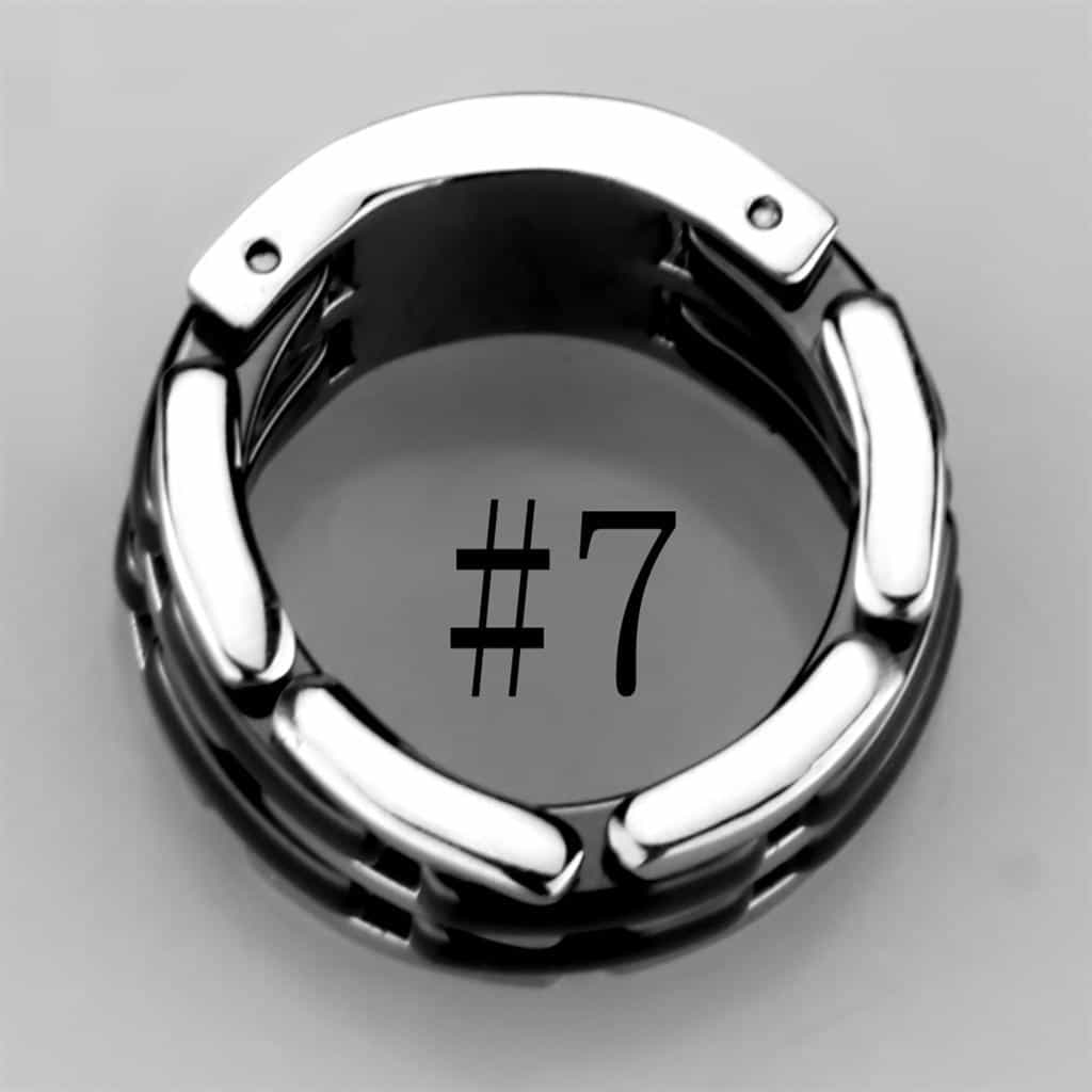 Stainless Steel Black Ceramic Polished Cross Link Ring view 7