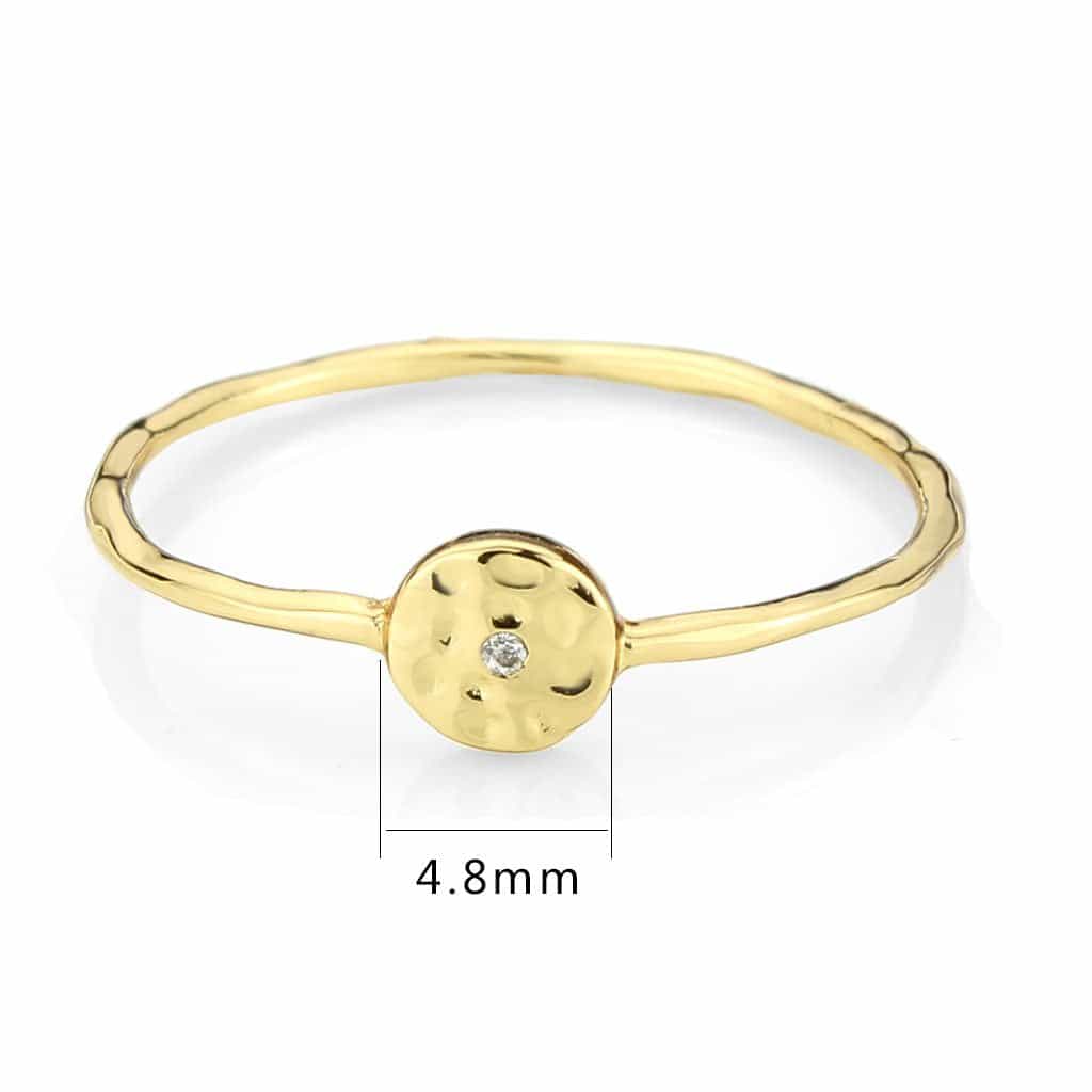 Brass Gold Hammered Disc Thin Ring view 7