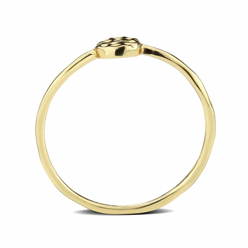 Brass Gold Hammered Disc Thin Ring view 9