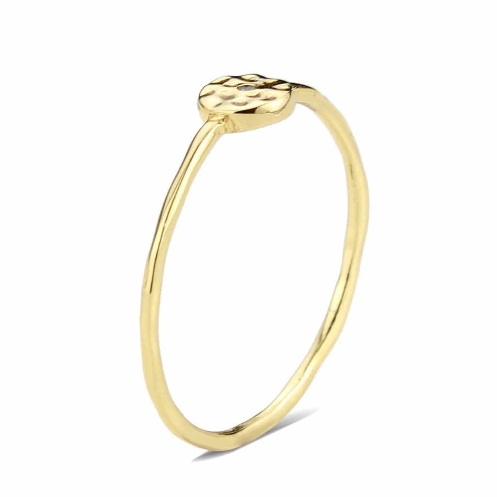 Brass Gold Hammered Disc Thin Ring view 11