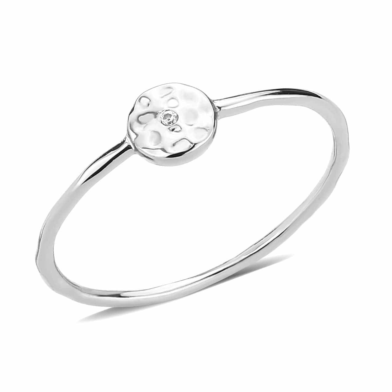Brass Hammered Disc Thin Ring view 3