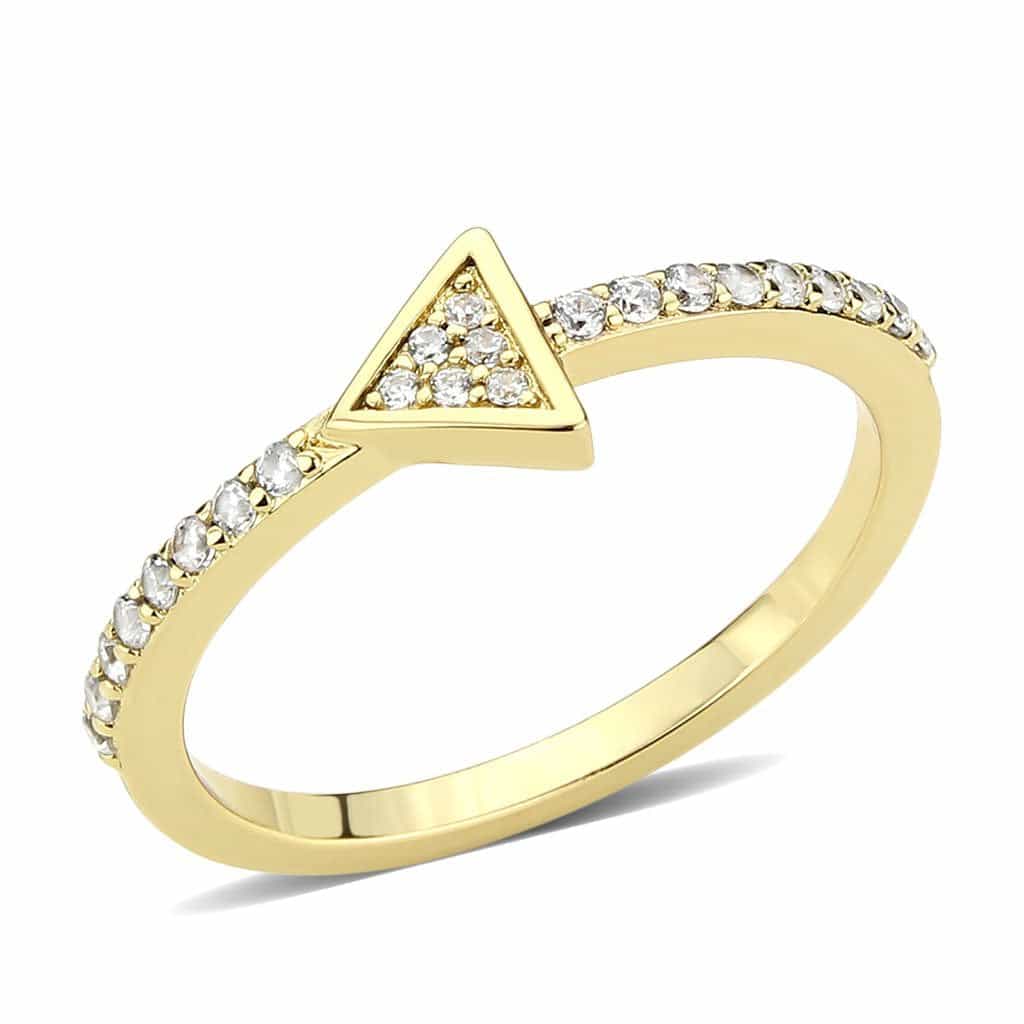 Brass Gold CZ Triangle Pavé Ring view 3