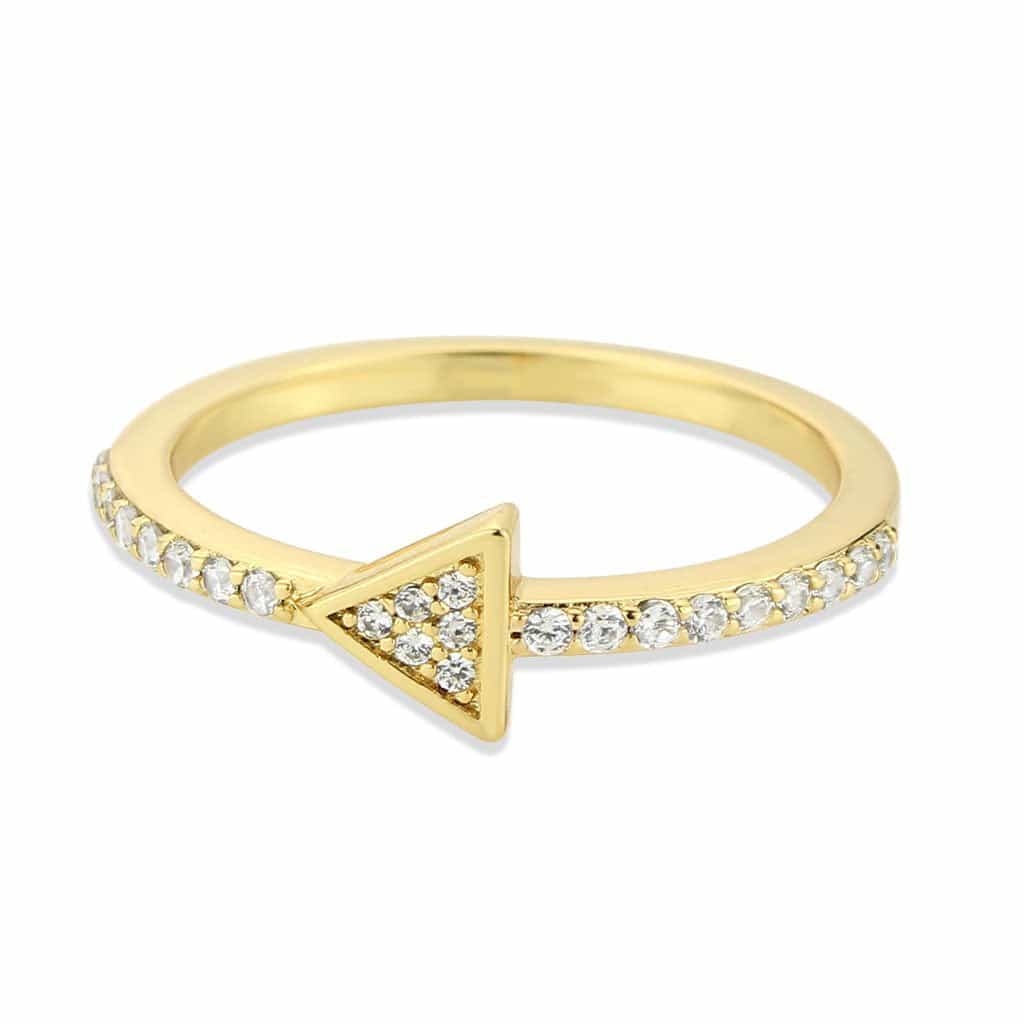 Brass Gold CZ Triangle Pavé Ring view 5