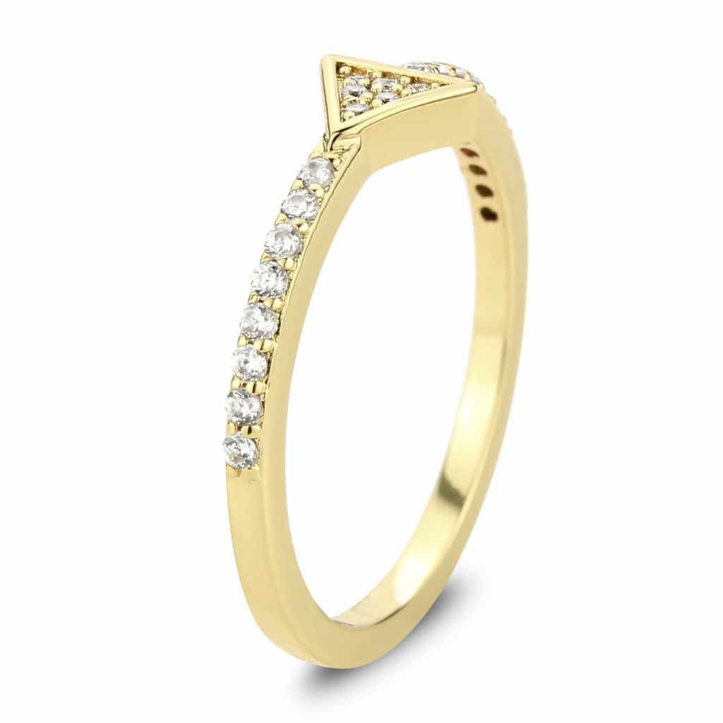Brass Gold CZ Triangle Pavé Ring view 11