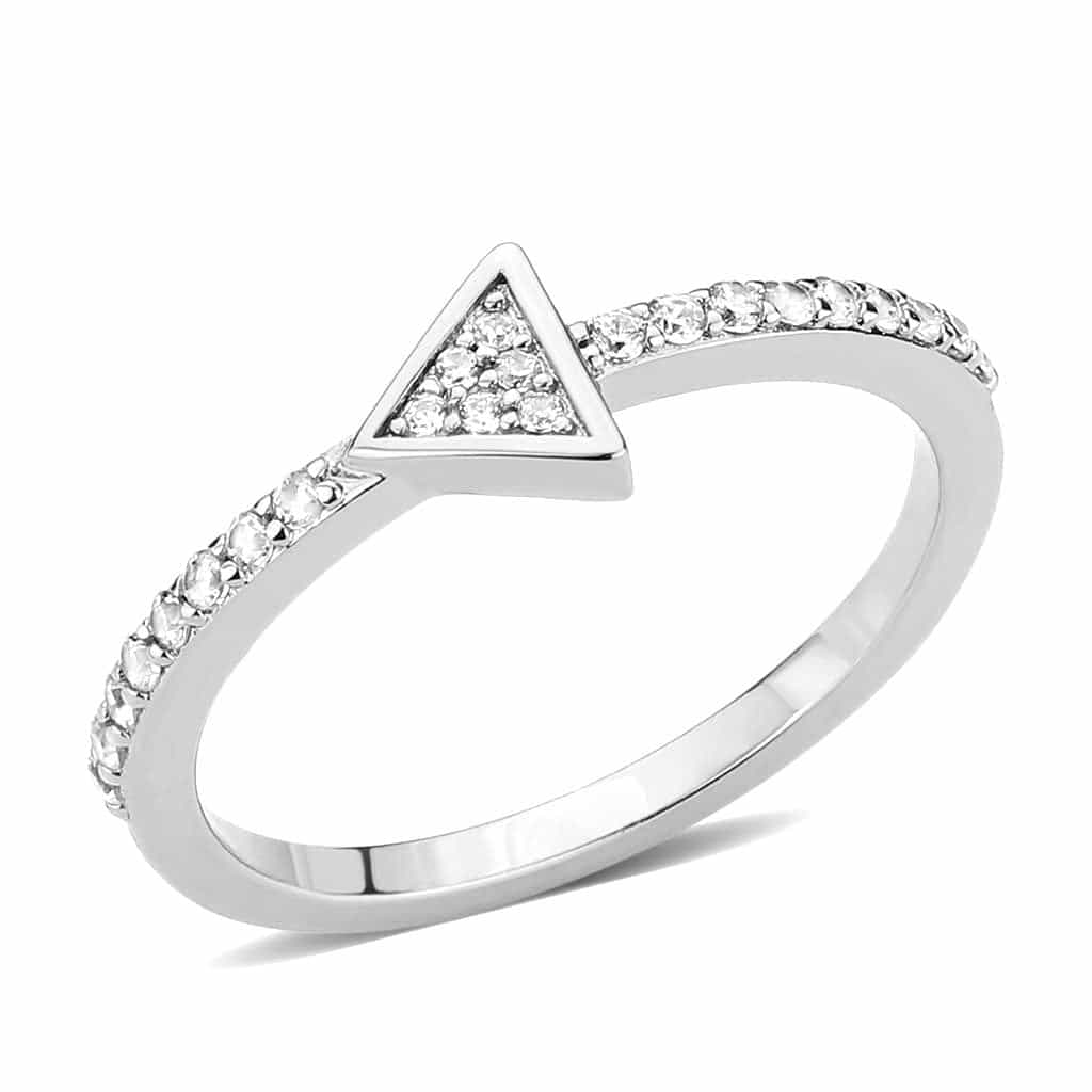 Brass CZ Triangle Pavé Thin Ring view 3