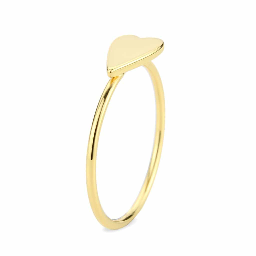 Brass Gold Flat Heart Thin Ring view 9