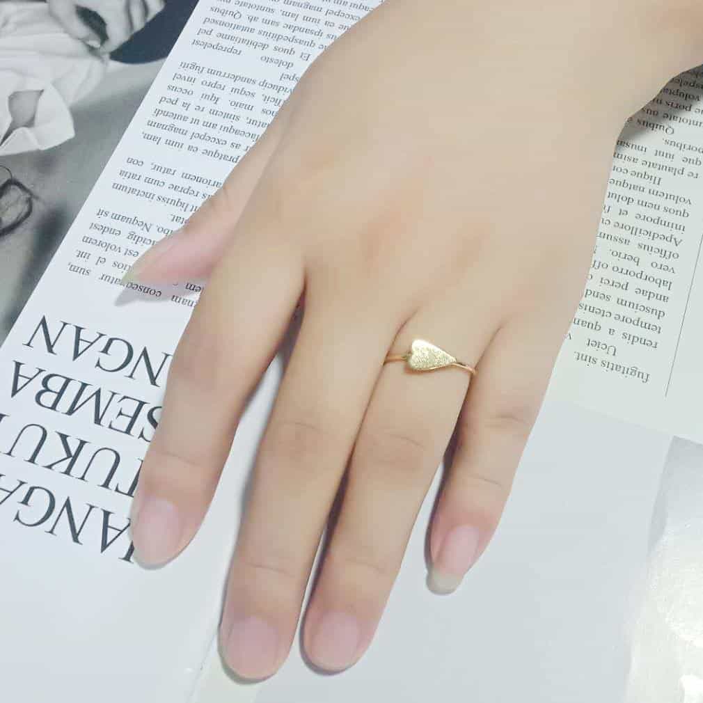 Brass Gold Flat Heart Thin Ring view 7