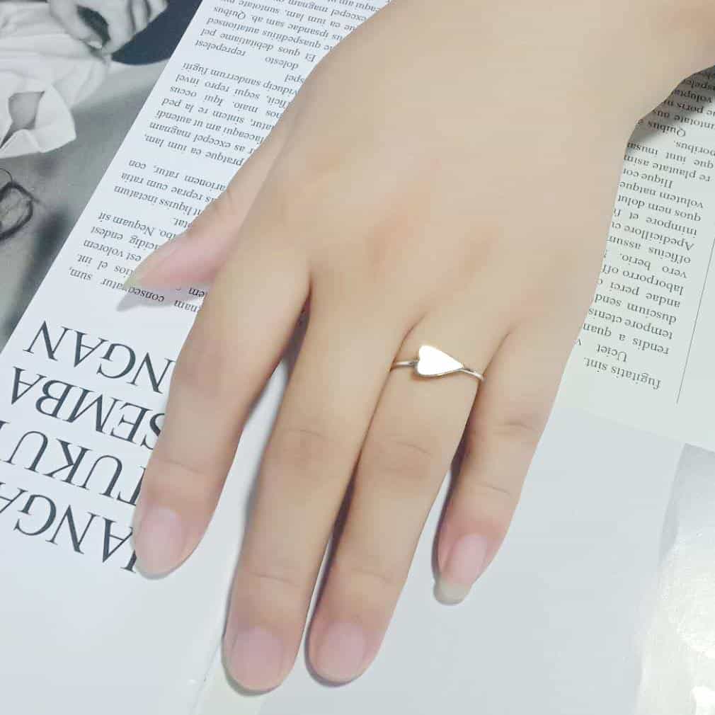 Brass Flat Heart Thin Ring view 11