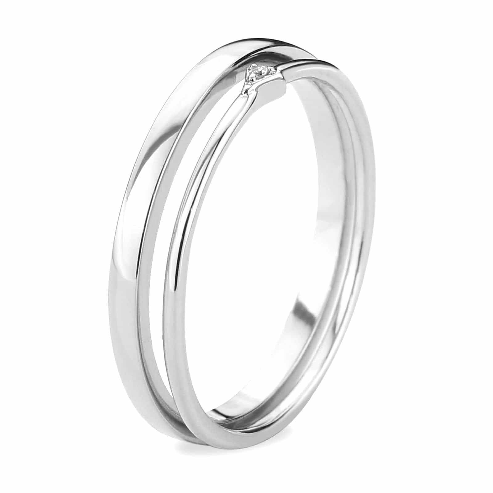 Brass Polished Double Band CZ Accent Ring view 9