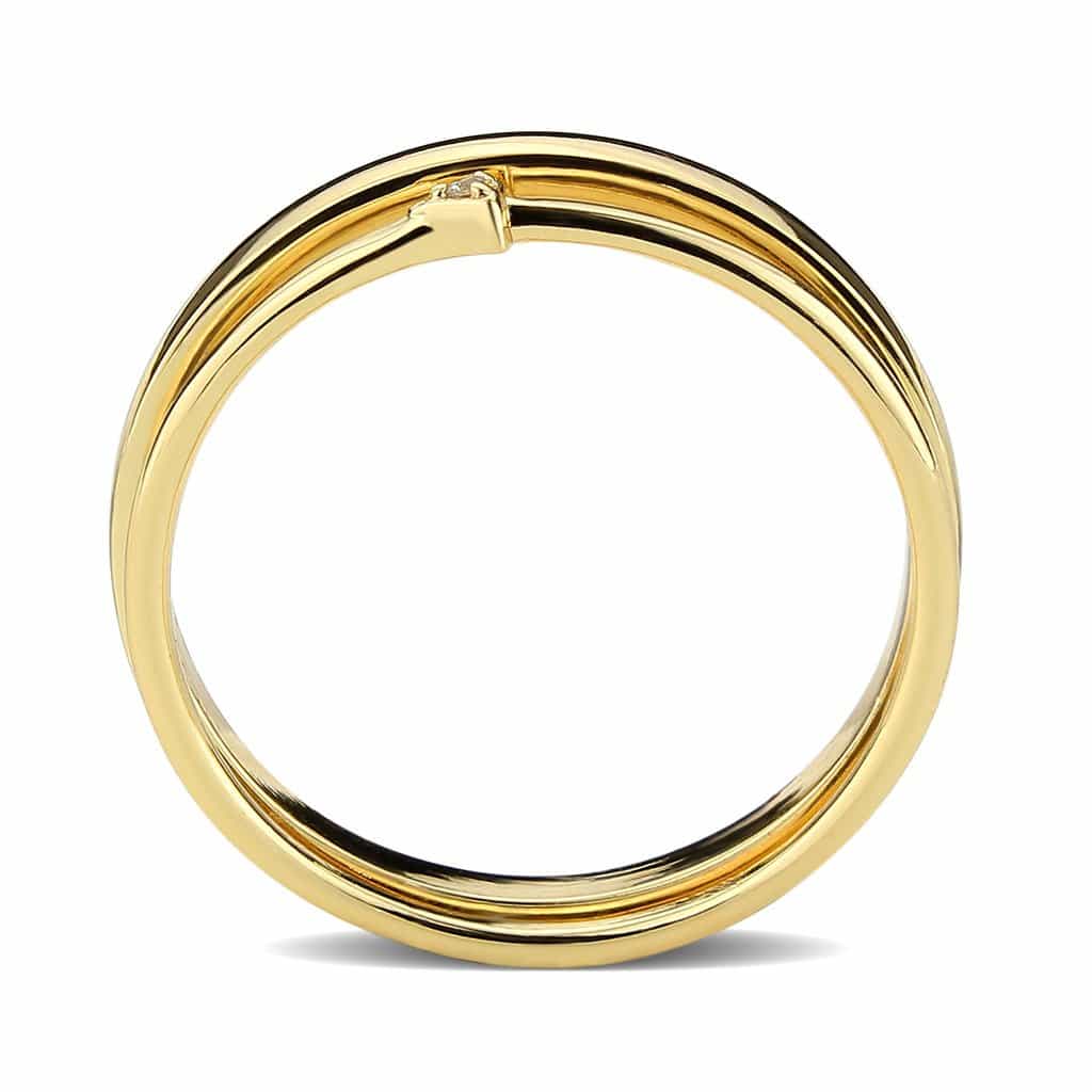 Brass Gold Polished Double Band CZ Accent Ring view 9